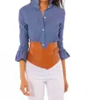 Gretchen Scott Priss Blouse In Chambray In Blue