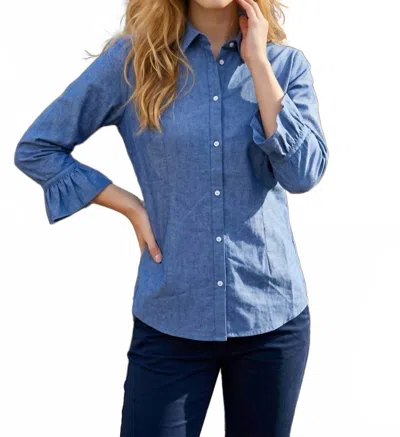 Gretchen Scott Priss Blouse In Chambray Blue