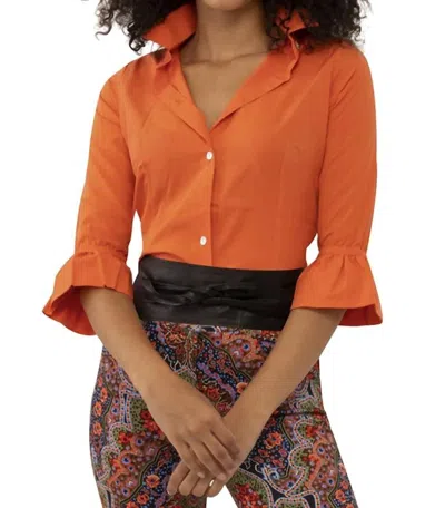 Gretchen Scott Priss Chiffon Blouse In Orange In Multi