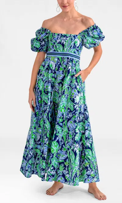 Gretchen Scott Promenade Vintage Vines Dress In Blue In Multi
