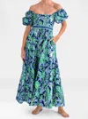 Gretchen Scott Promenade Vintage Vines Dress In Blue In Multi