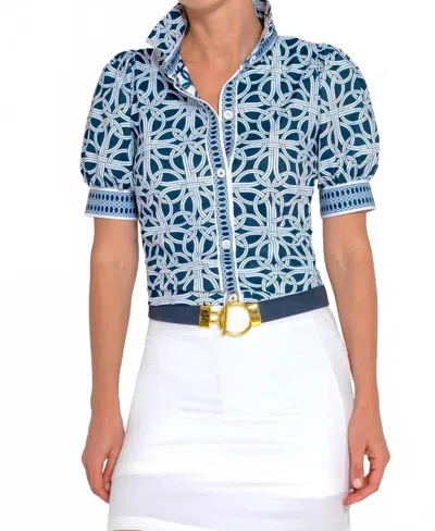 Gretchen Scott Puff Sleeve Jersey Top Ring Toss In Navy In Blue