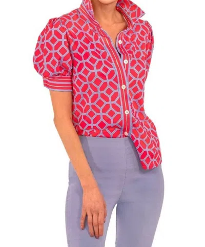 Gretchen Scott Puff Sleeve Top - Lucy In The Sky In Coral/ Peri In Multi