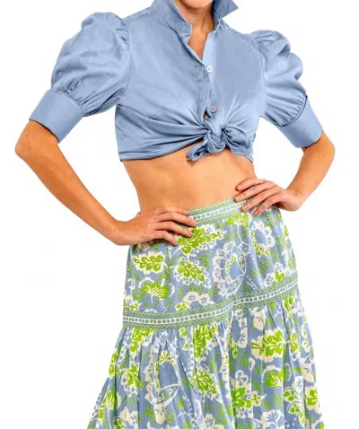 Gretchen Scott Puff Sleeve Top In Periwinkle /solid In Multi