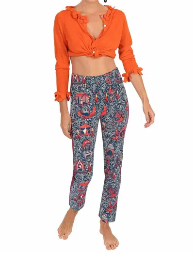 Gretchen Scott Pull On Pants In Palanquin Party Classic Navy