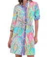 Gretchen Scott Pulley Button-down Dress In Brights In Blue