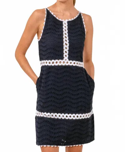 Gretchen Scott Rikki Eyelet Mini Dress In Navy In Blue