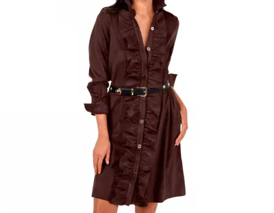 Gretchen Scott Romy Ruffled Dress In Brown In Multi