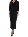 Gretchen Scott Ruff Neck Silky Velvet Midi Maxi Dress In Black In Black