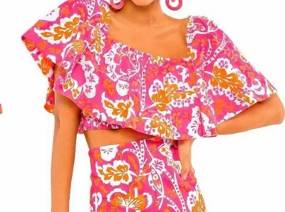 Gretchen Scott Ruffle Dreaming Top-flora In Pink Multi