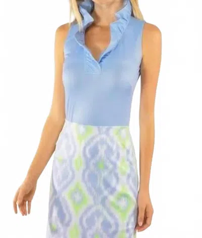 Gretchen Scott Ruffle Neck Sleeveless Top In Periwinkle In Blue