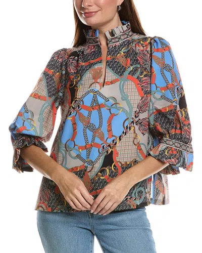 Gretchen Scott Ruffle Neck Tunic In Black