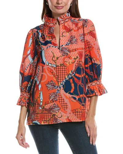 Gretchen Scott Ruffle Neck Tunic In Red