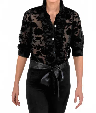 Gretchen Scott Ruffle Rumble Blouse In Floral Burnout In Brown