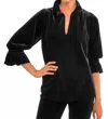 Gretchen Scott Ruffleneck Tunic In Velvet In Black In Black