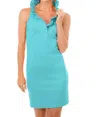 Gretchen Scott Ruffleneck Sleeveless Dress In Turquoise