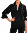 Gretchen Scott Ruffleneck Tunic In Velvet In Black In Black