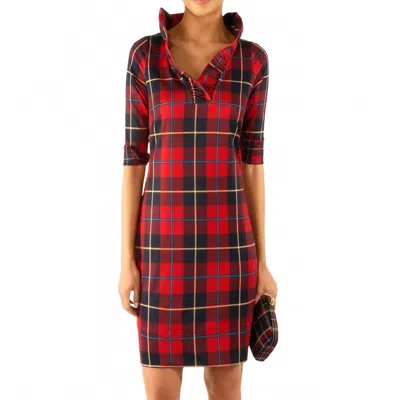 Gretchen Scott Ruffneck Mini Dress In Middleton Plaid Red Multi