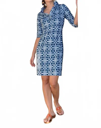 Gretchen Scott Ruffneck Sleeve Jersey Dress In Ring Toss In Multi
