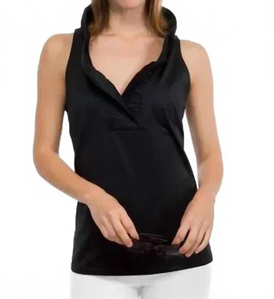 Gretchen Scott Ruffneck Sleeveless Top In Black