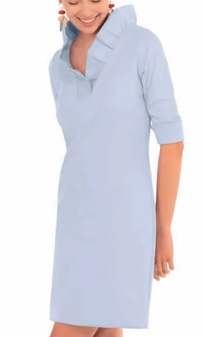 Gretchen Scott Ruffneck Solid Dress In Periwinkle In Blue
