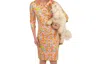 Gretchen Scott Jersey Ruffneck Dress In Lime/pink