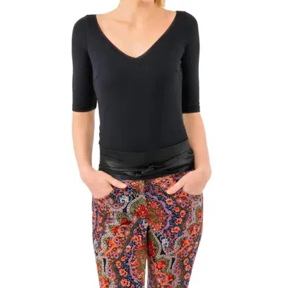 Gretchen Scott Second Skin 3/4 Sleeve Top In Black