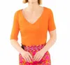 Gretchen Scott Second Skin Nylon Tee Top In Orange In Orange