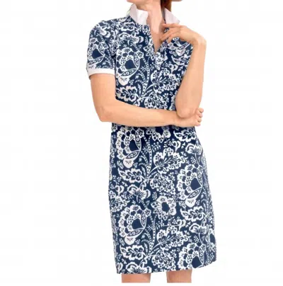 Gretchen Scott Serve It Up Flora Dress In Navy In Blue