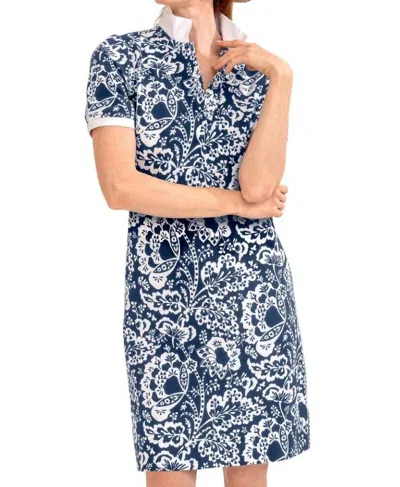 GRETCHEN SCOTT SERVE IT UP FLORA DRESS IN NAVY