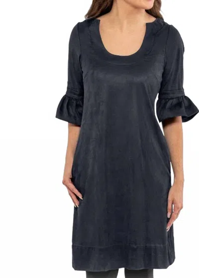 Gretchen Scott Shake Your Tushy Suede Dress In Navy In Black