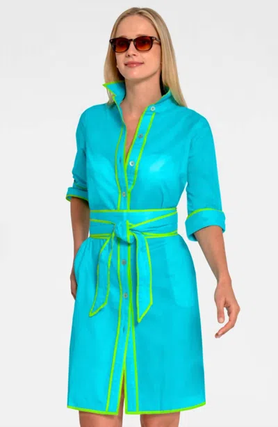 Gretchen Scott Shirt Tail Dress In Turquoise In Blue