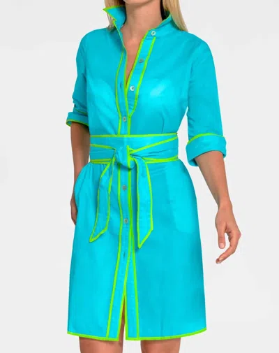 Gretchen Scott Shirt Tails Belted Dress In Aqua In Blue