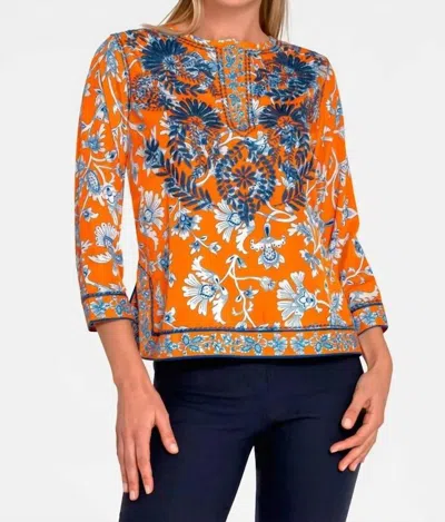 Gretchen Scott Silk Embroidered Tunic In Orange In Multi