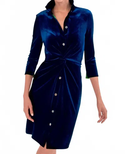 Gretchen Scott Silky Velvet Twist And Shout Mini Dress In Navy In Blue