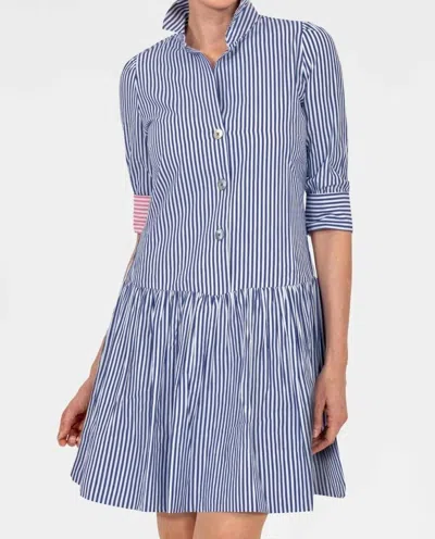 Gretchen Scott So Sweet Cotton Dress In Navy Stripe In Blue