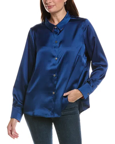 Gretchen Scott Solid Satin Top In Blue