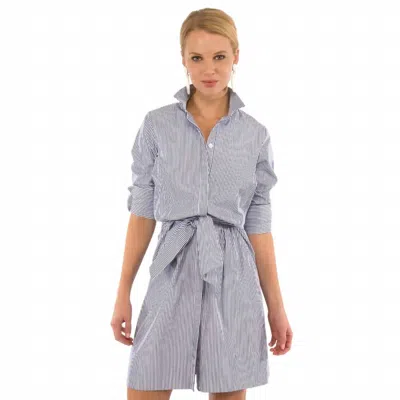 Gretchen Scott Striped Breezy Blouson Dress In Navy/white In Blue