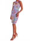 Gretchen Scott Sublime Halter Sleeveless Dress In Peri In Multi