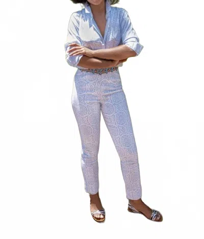Gretchen Scott Sultan's Dining Room Gripeless Pull On Pants In White Periwinkle In Multi