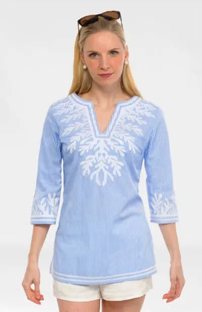 Gretchen Scott The Reef Pinstripe Tunic In Blue & White In Multi