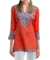 Gretchen Scott The Reef Tunic In Coral/turq In Orange