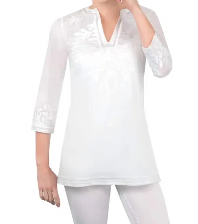 Gretchen Scott Cotton Embroidered Tunic In The Reef White In Multi