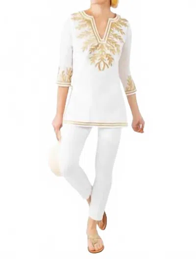 Gretchen Scott The Reef Tunic In White & Gold