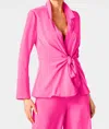 Gretchen Scott Tie Front Jacket Top In Shocking Pink In Pink