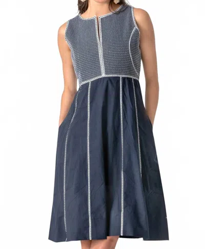 Gretchen Scott Trapunto Tango Dress In Navy/white In Blue