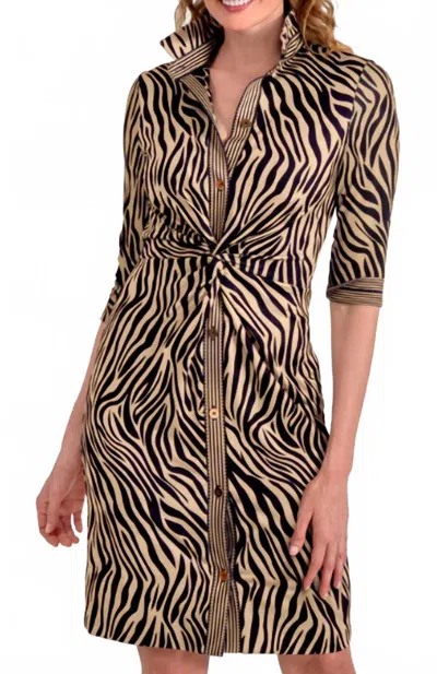 Gretchen Scott Twist & Shout Animal Instinct Dress In Zebra Khaki In Brown