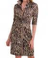 Gretchen Scott Twist & Shout Animal Instincts Mini Dress In Tan & Black Zebra In Multi