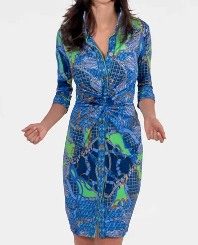 Gretchen Scott Twist And Shout Dress In Green/blue