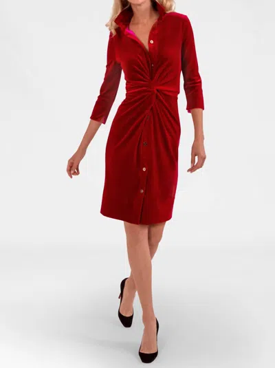 Gretchen Scott Twist And Shout Dress In Red Velvet In Multi